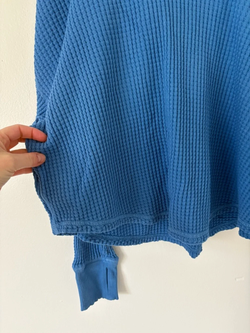 Aerie Offline Sky Blue Wow! Waffle Oversized Cropped Hoodie Size Medium - Picture 7 of 10